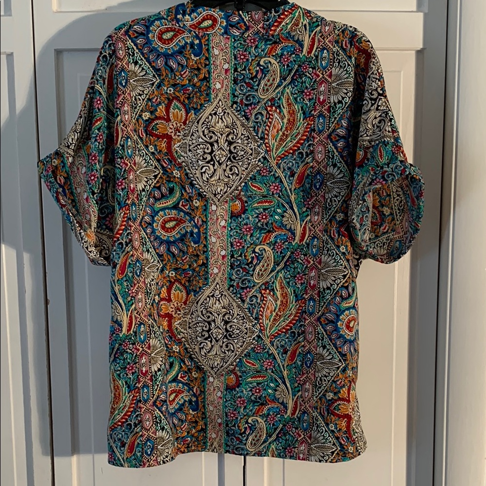 SHEIN Multi-colored Paisley Print Blouse EUC - Picture 6 of 7